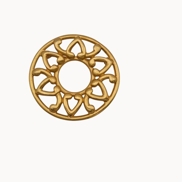 Anne Klein Brooch Gold Tone Round Filigree Mandela Regencycore Classy Pin - Picture 9 of 14